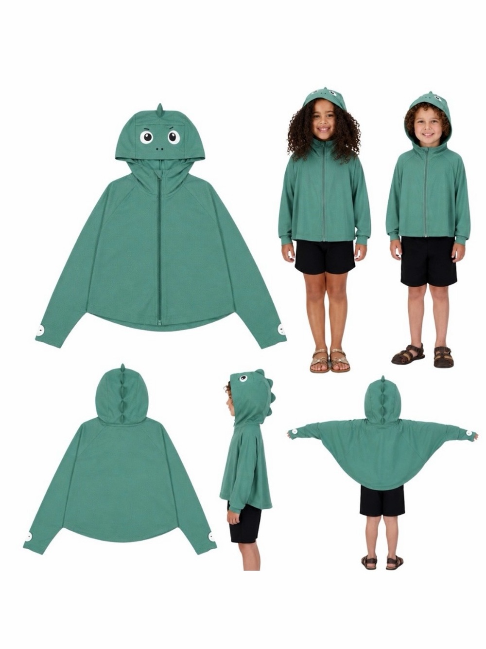 Hazel + Harper UPF Swim Cover Up Jacket Green Dinosaur Size 2T-4T